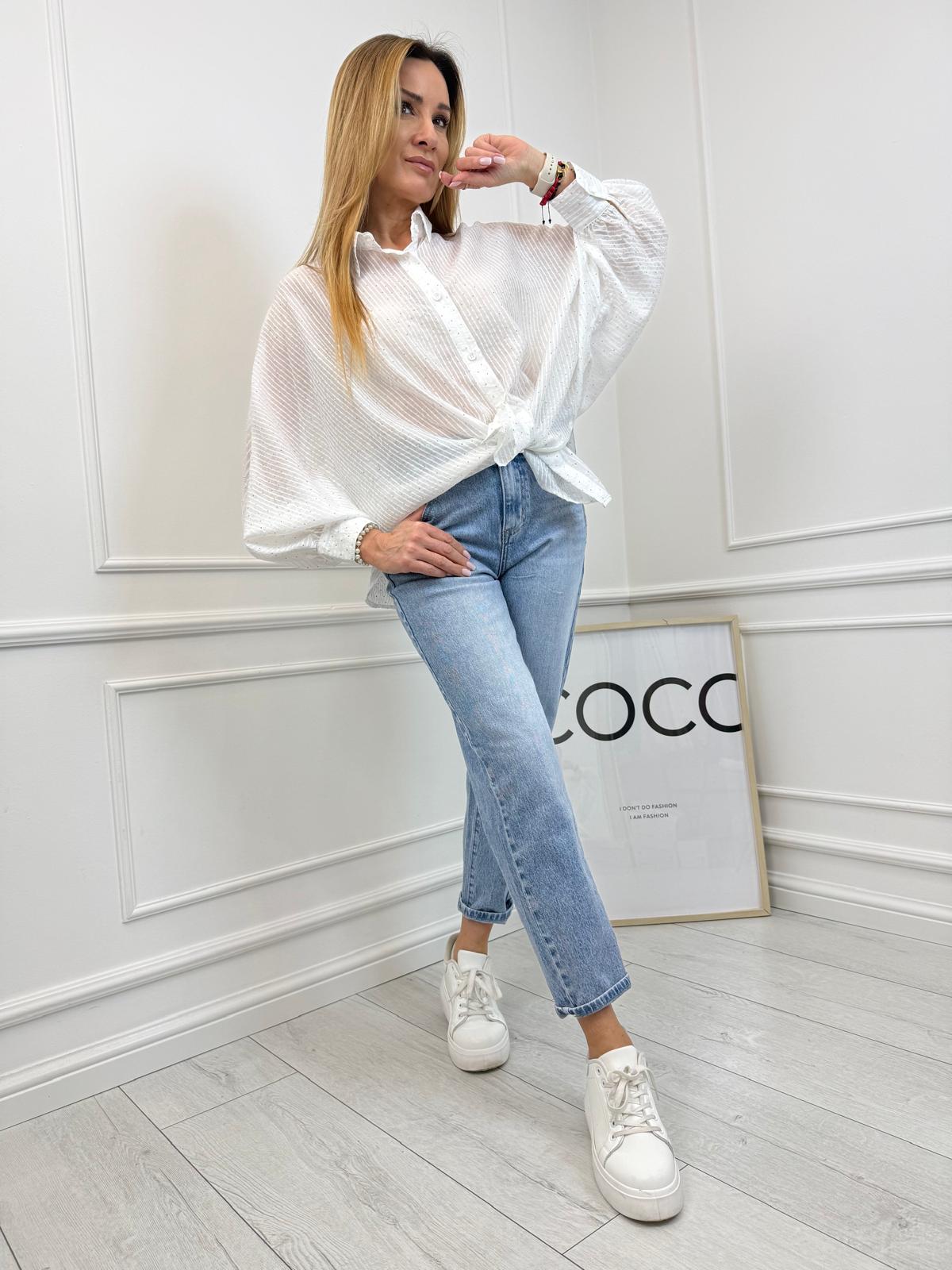 Koszula Oversize z Błyszczącymi Jetami