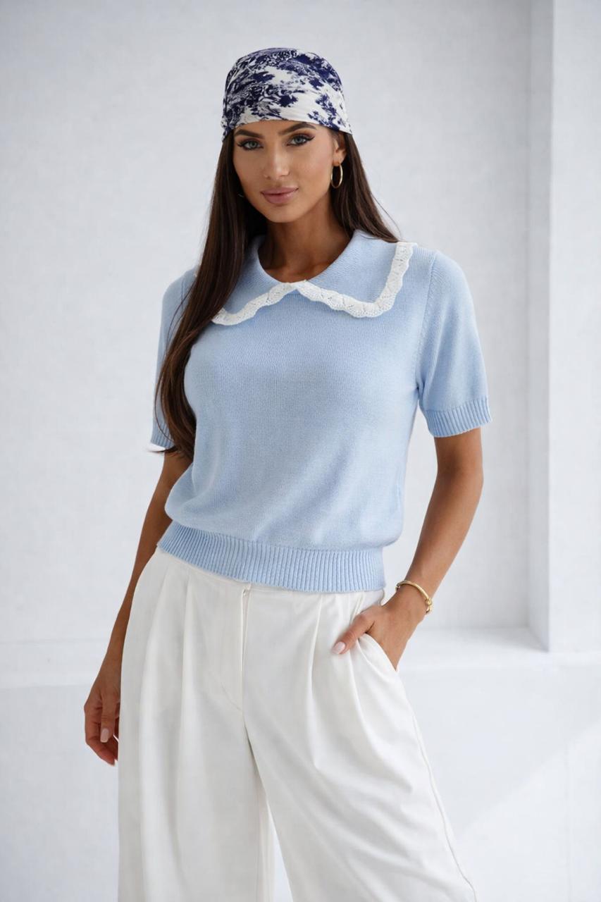 Cienki Sweterek z Kołnierzykiem Bocca Błękitny