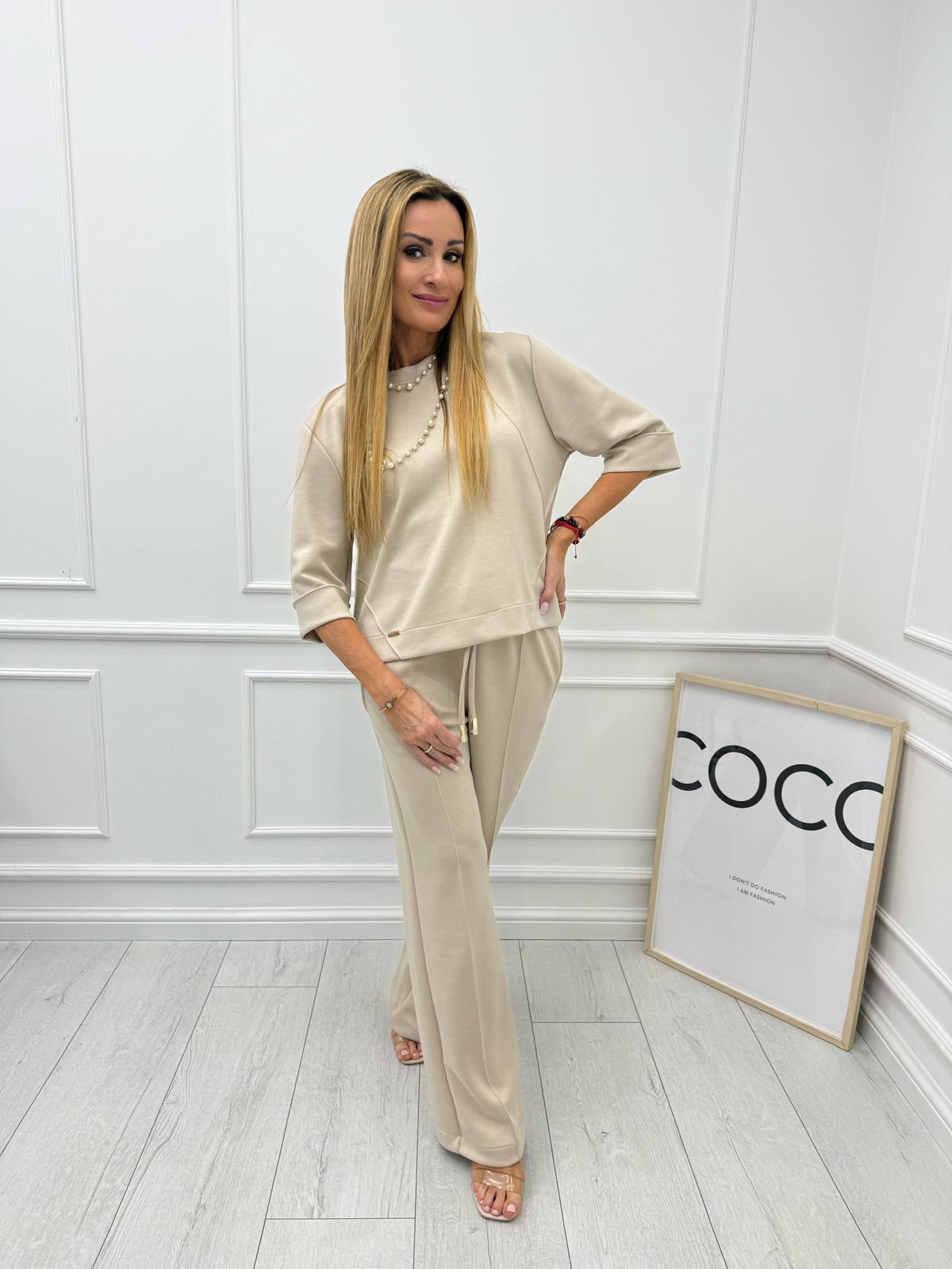 Elegancki Komplet La fu Beżowy