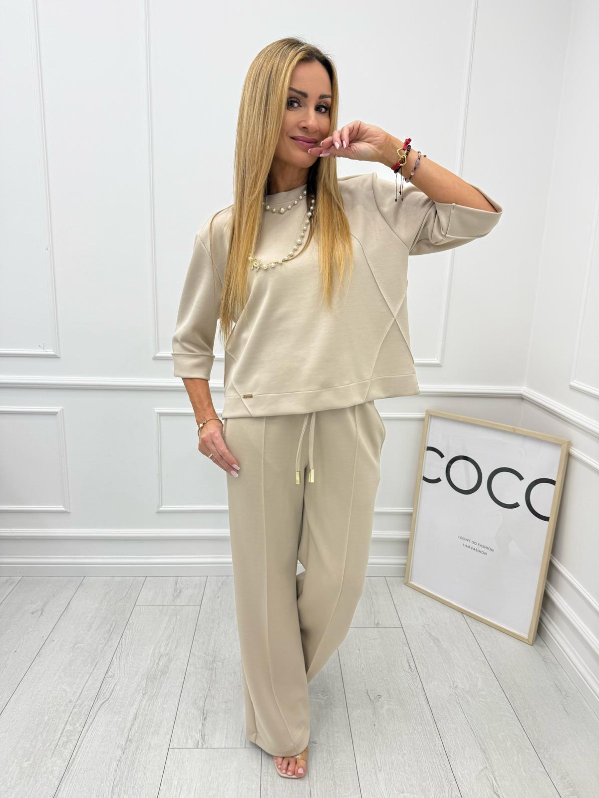 Elegancki Komplet La fu Beżowy