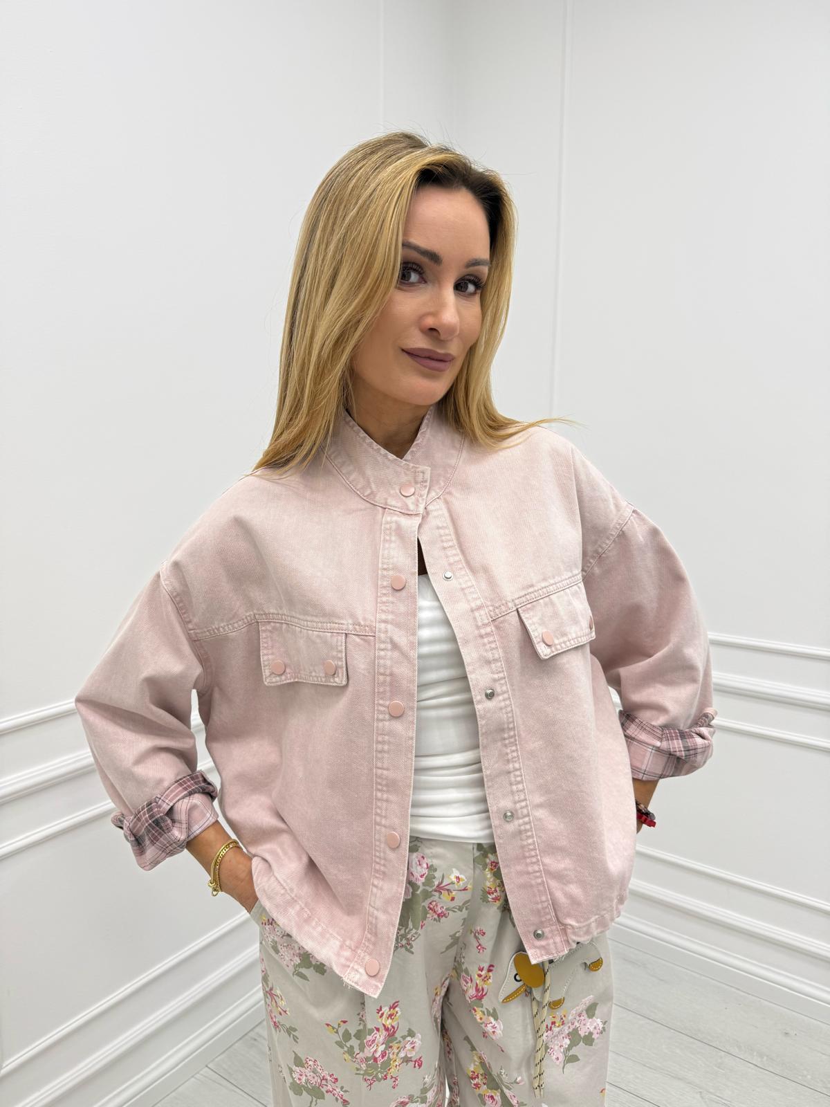 Bawełniana Kurtka Katana Pudrowy Róż