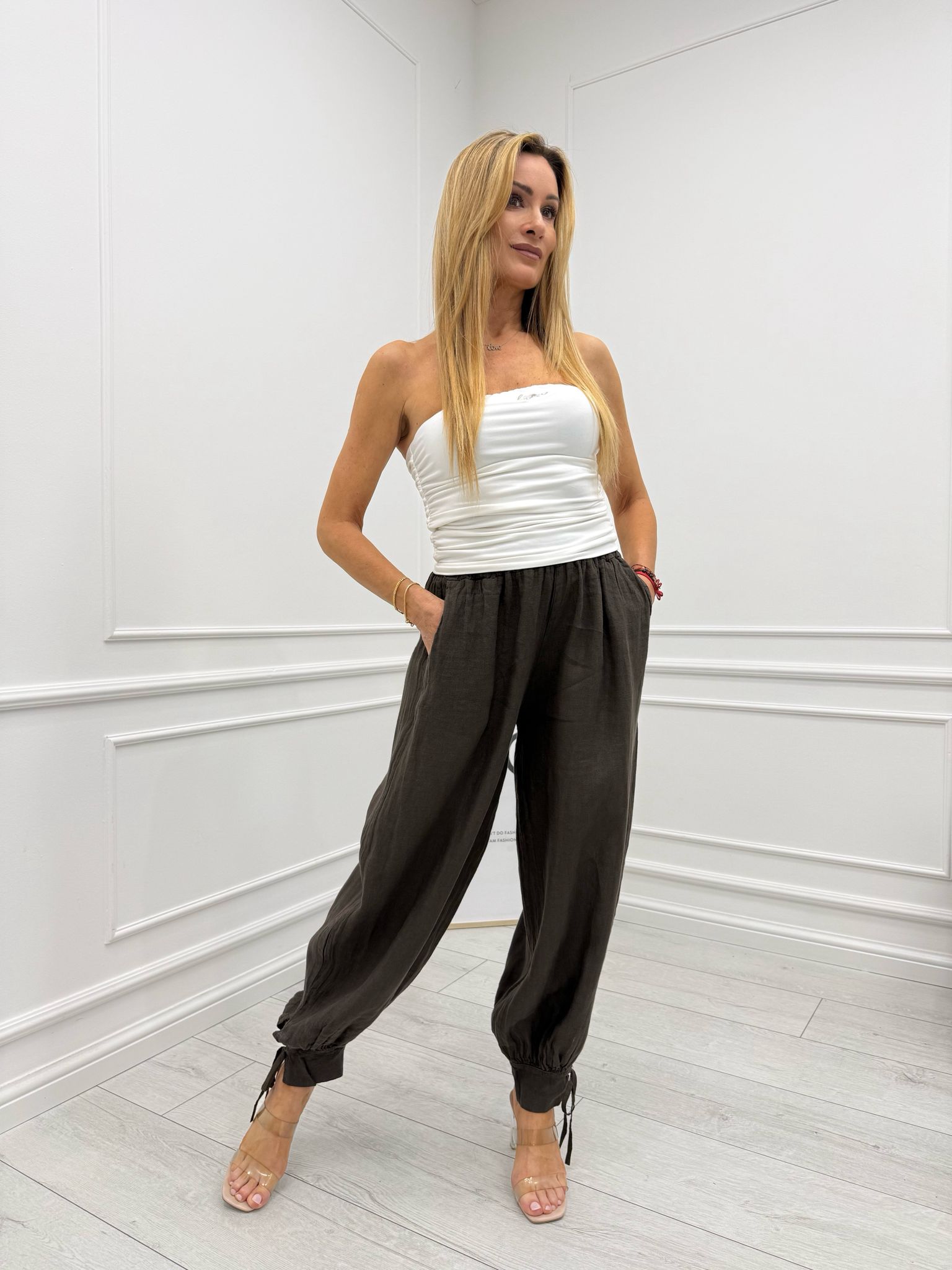 Lniane Spodnie Typu Jogger