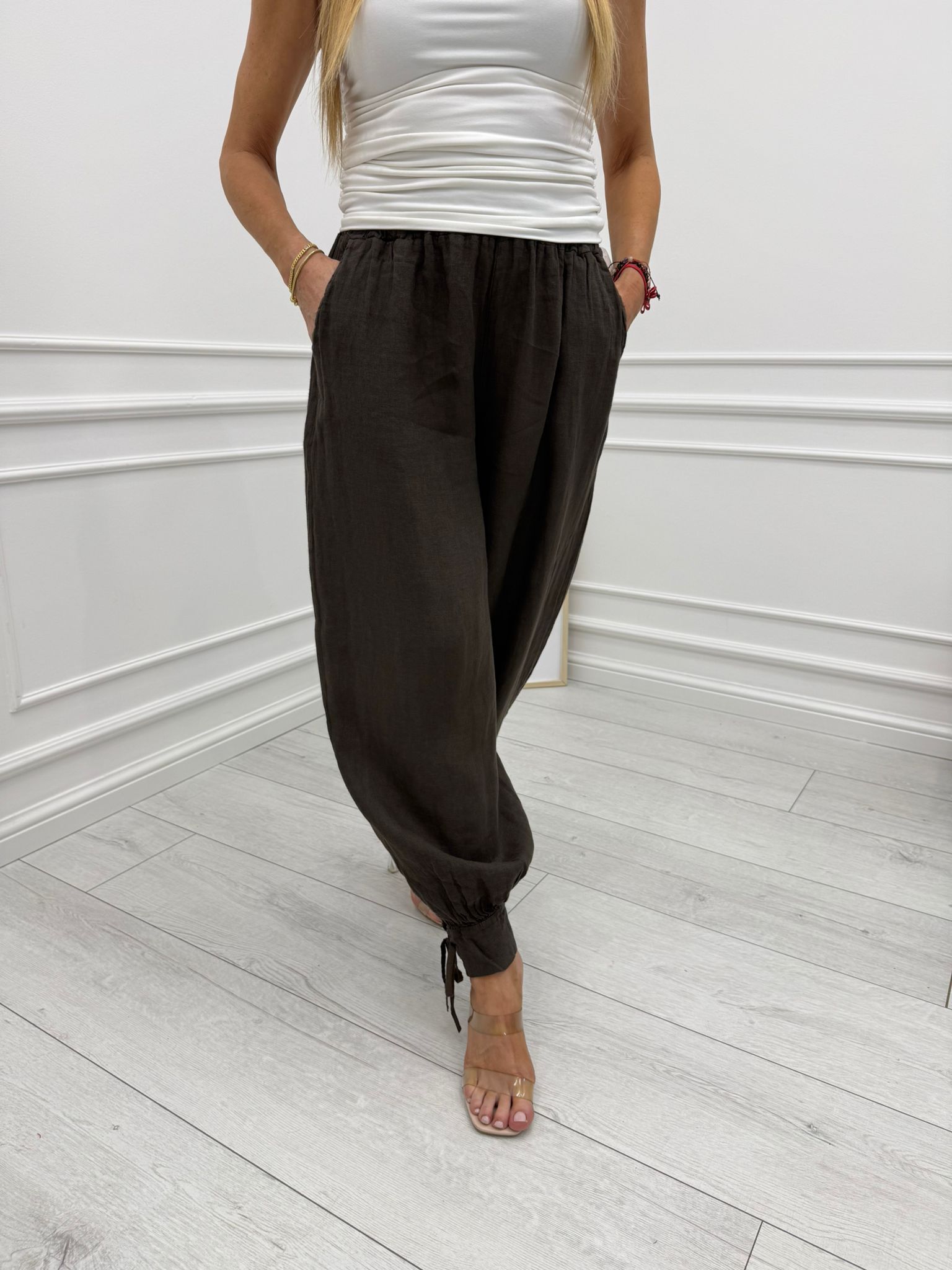 Lniane Spodnie Typu Jogger