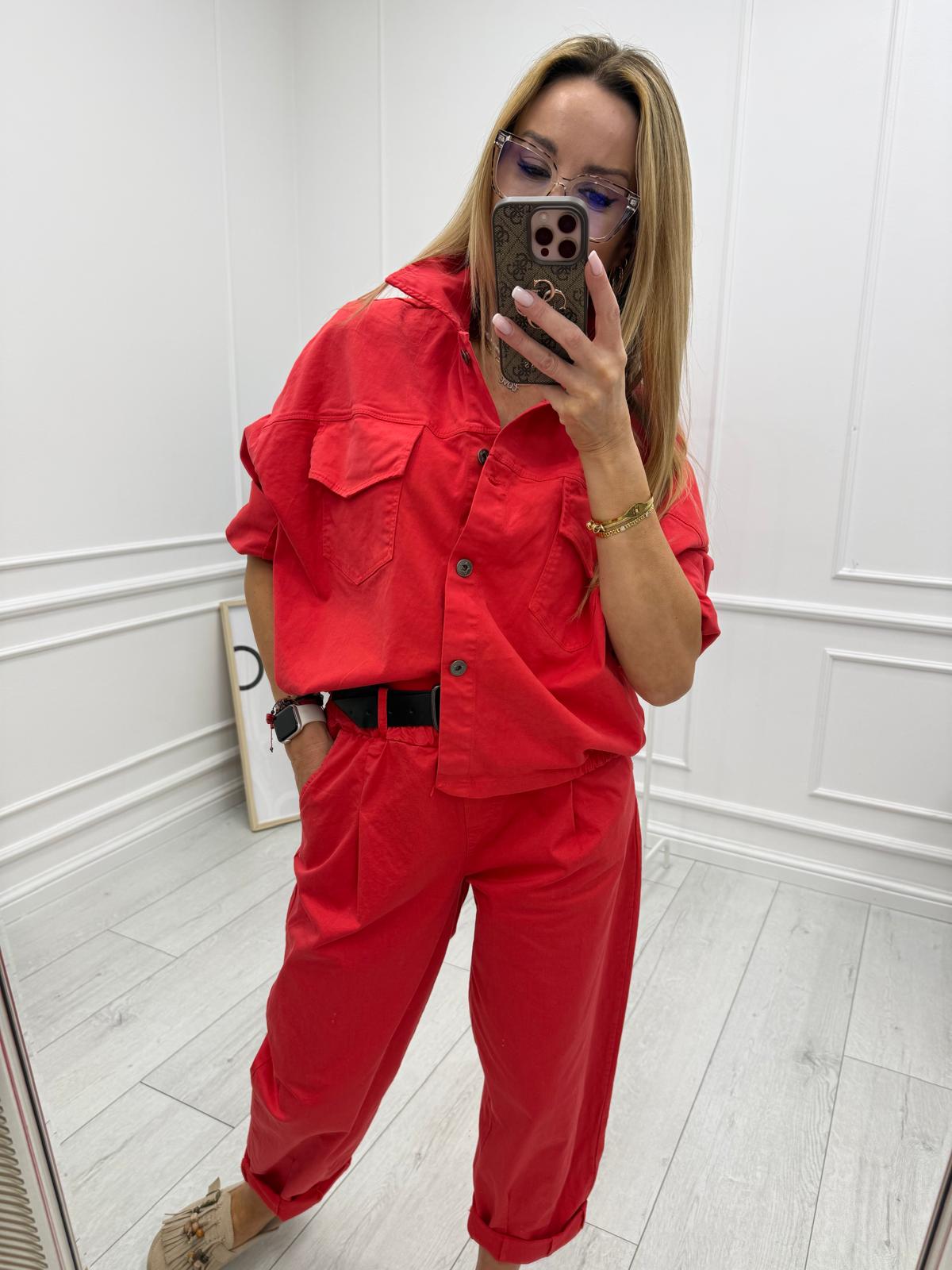 Czerwona Kurtka Katana Bawełna NEST