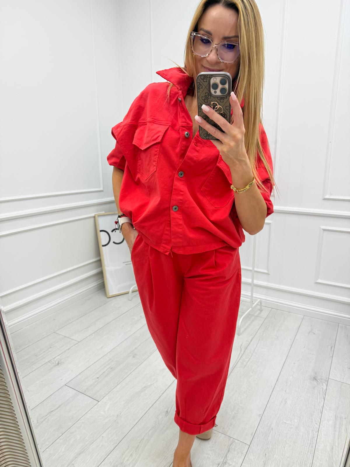 Czerwona Kurtka Katana Bawełna NEST