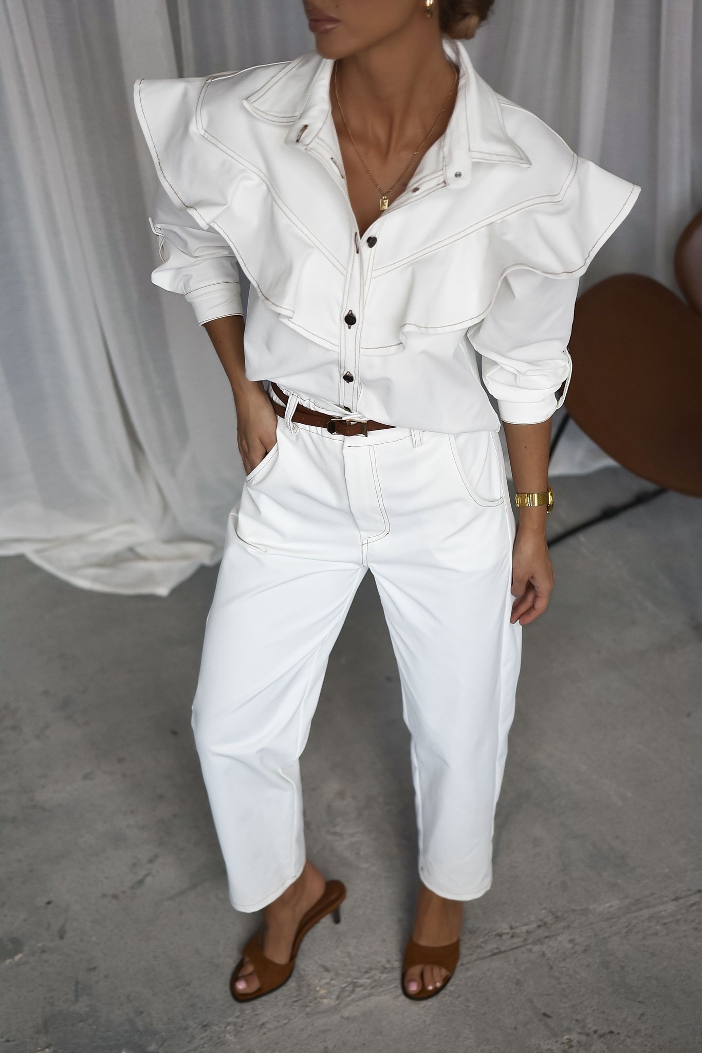 Biała Jeans Kurtka Jeans Xana