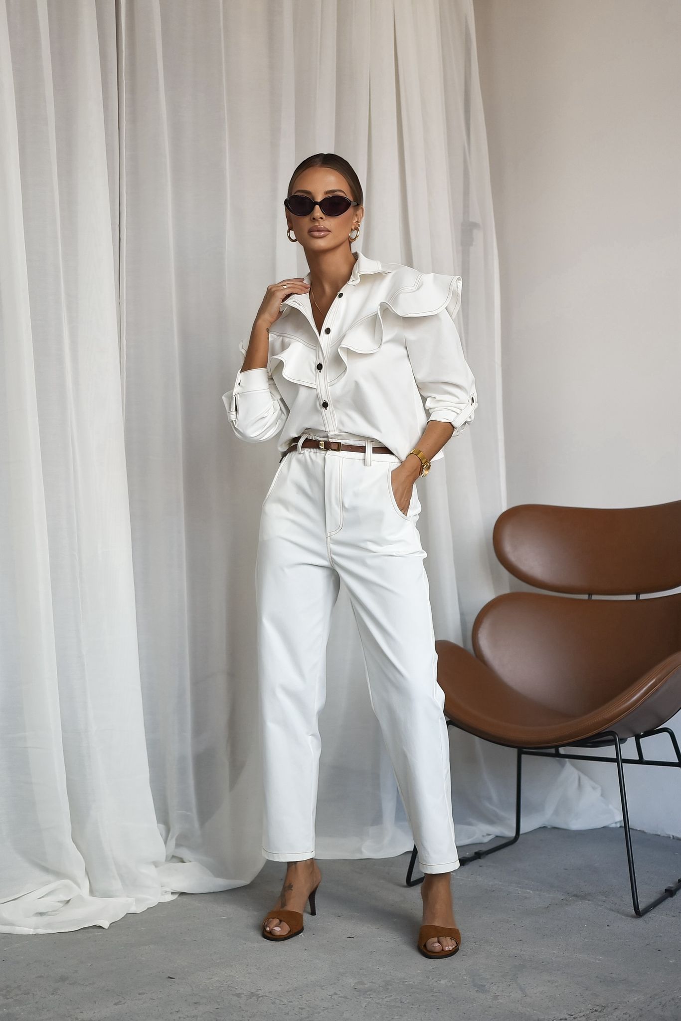 Białe Jeans Spodnie Jowita Xana