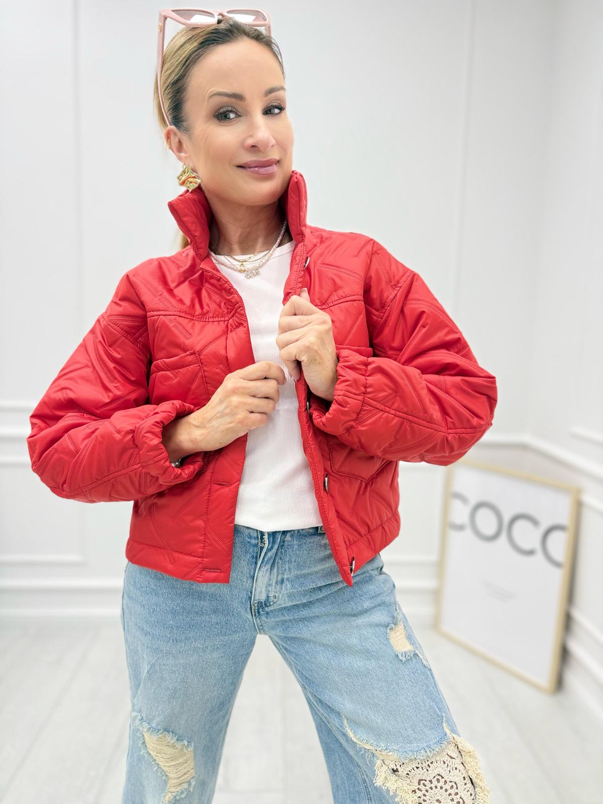 Czerwona Kurtka Katana Pikowana Minouu 