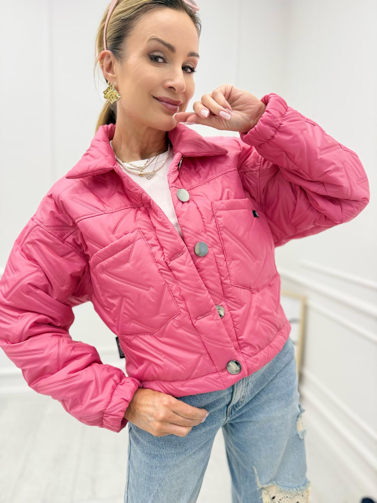 Różowa Kurtka Katana Pikowana Minouu