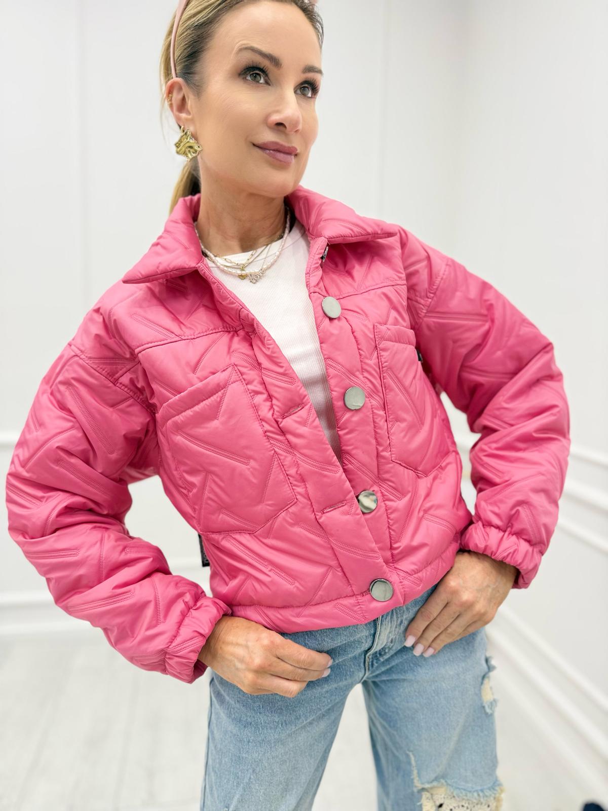 Różowa Kurtka Katana Pikowana Minouu