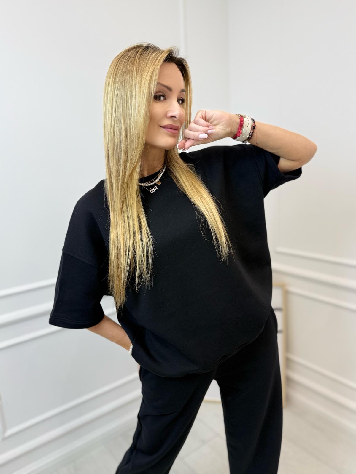 Bluza, Bluzka BLM Krotki Rękaw Kolor Czarny