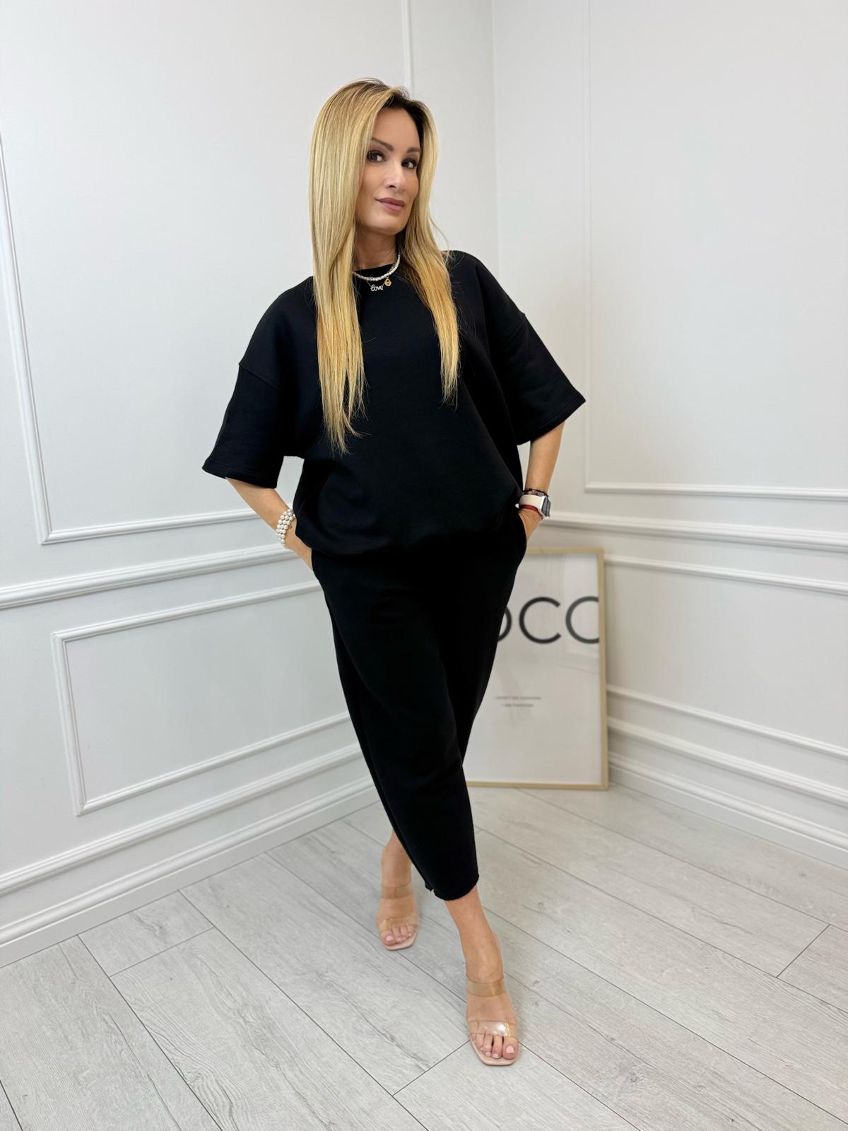 Bluza, Bluzka BLM Krotki Rękaw Kolor Czarny