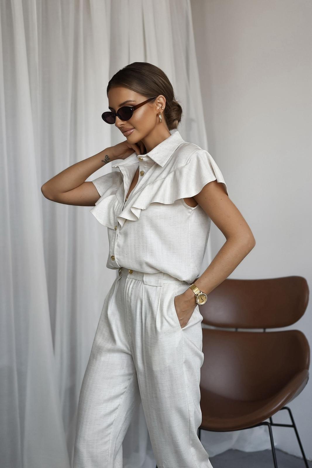 Lniany Komplet Xana  Jasny Beż