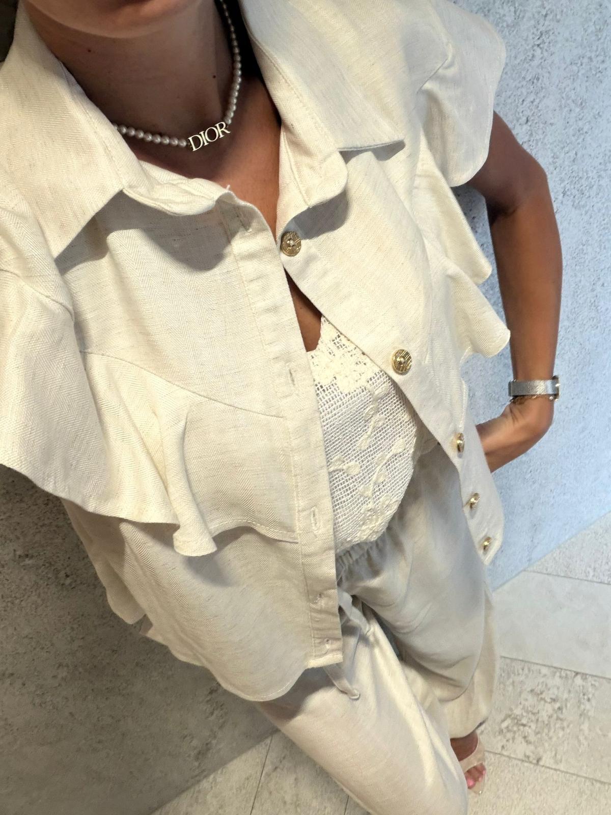 Komplet z lnu Xana Delikatna Mocca