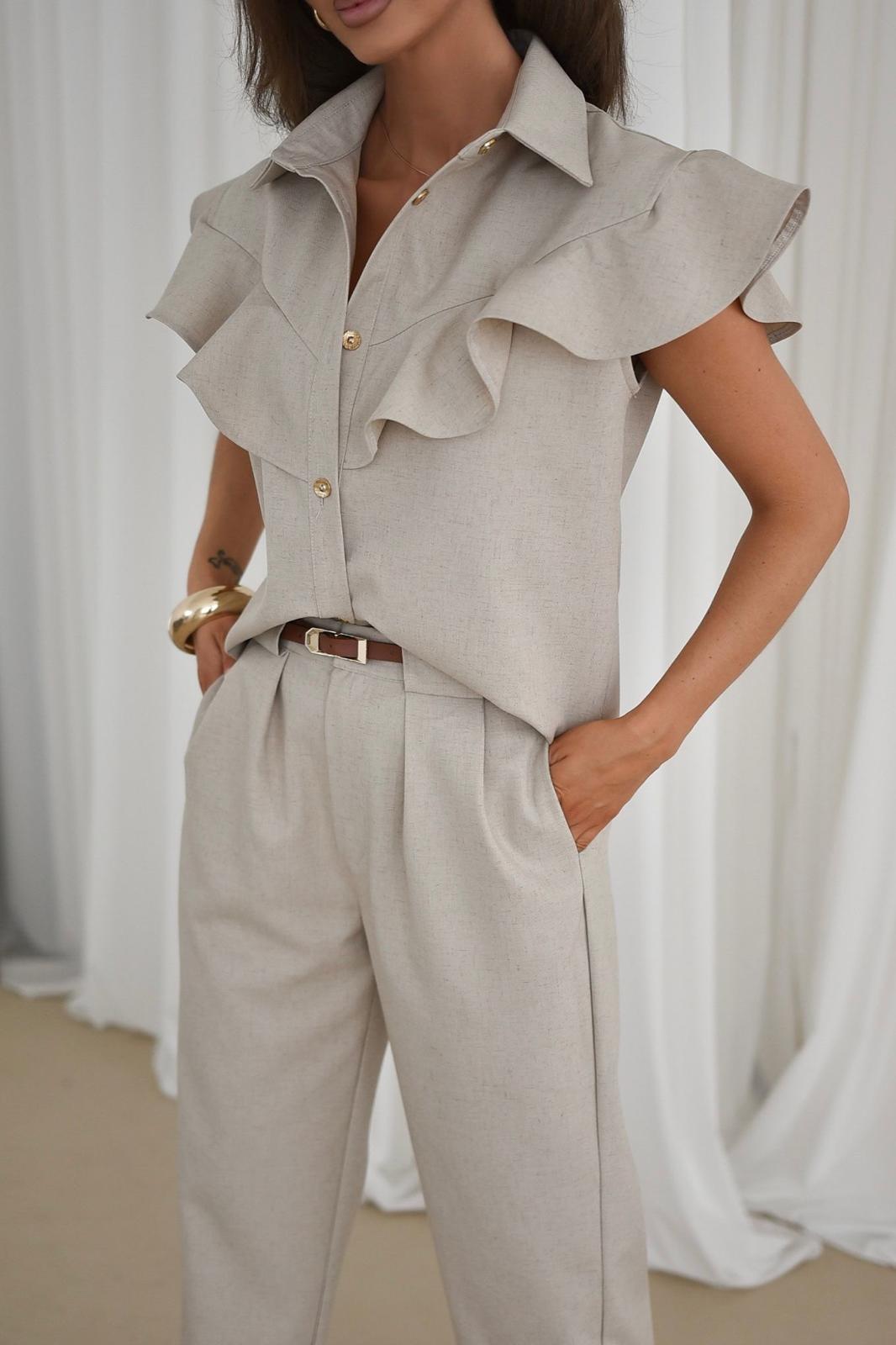 Komplet z lnu Xana Delikatna Mocca