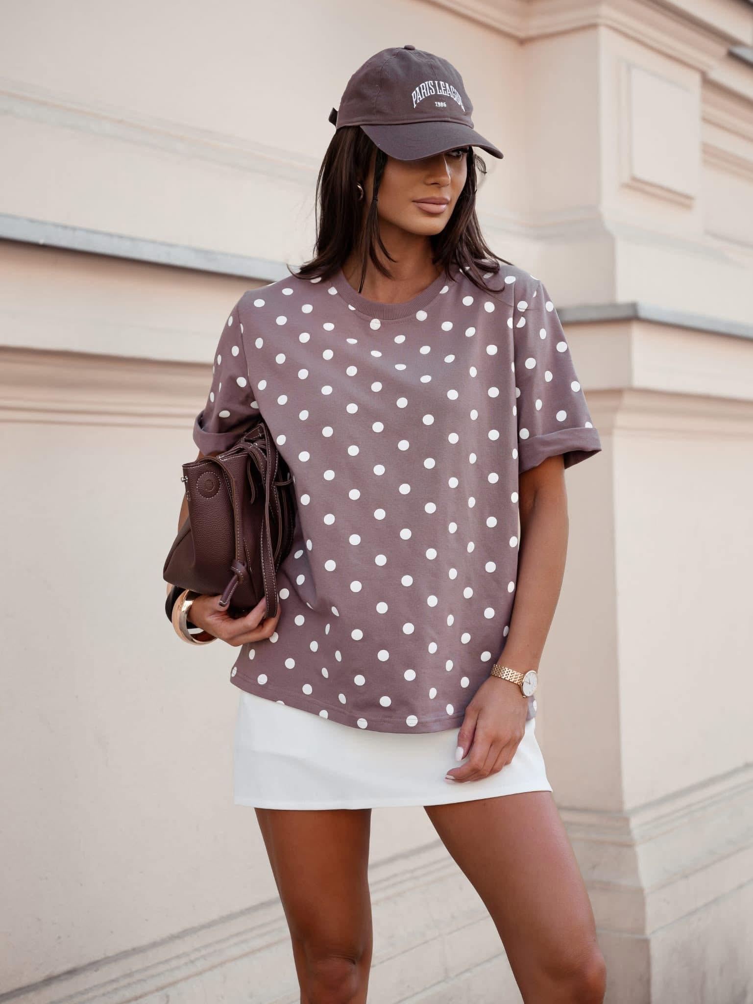 Bluzka T-shirt BOCCA Grochy Cappuccino