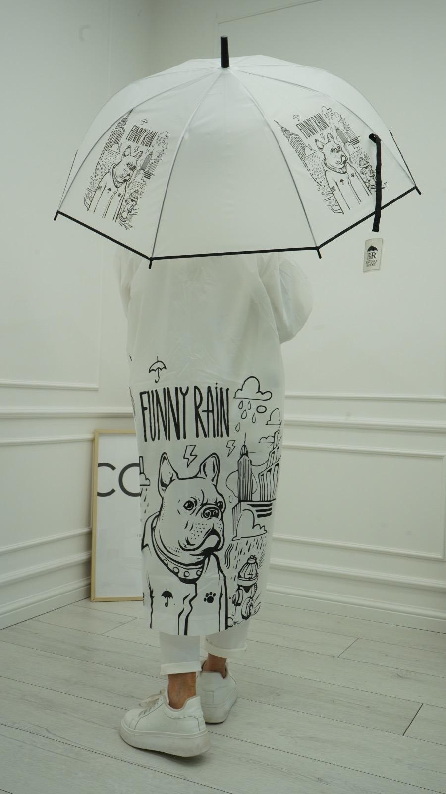 Płaszcz Przeciwdeszczowy FUNNY RAIN Biały