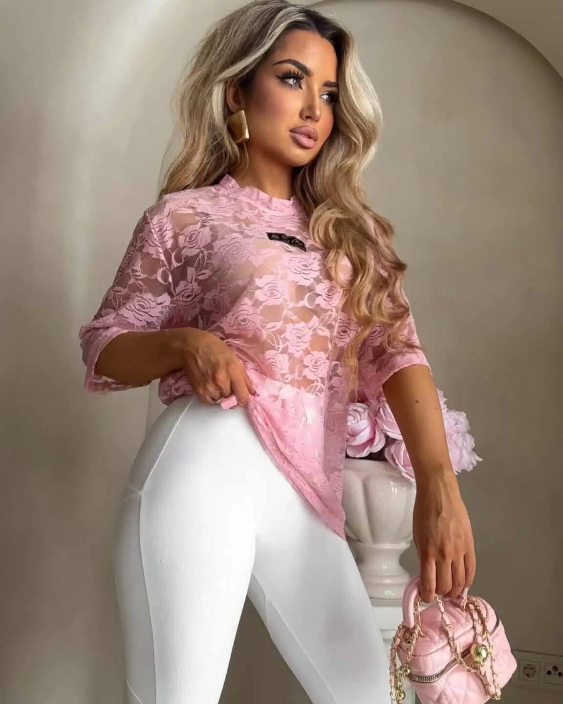 Koronkowa Bluzka MARMARIS BY ME Cukierkowy Róż