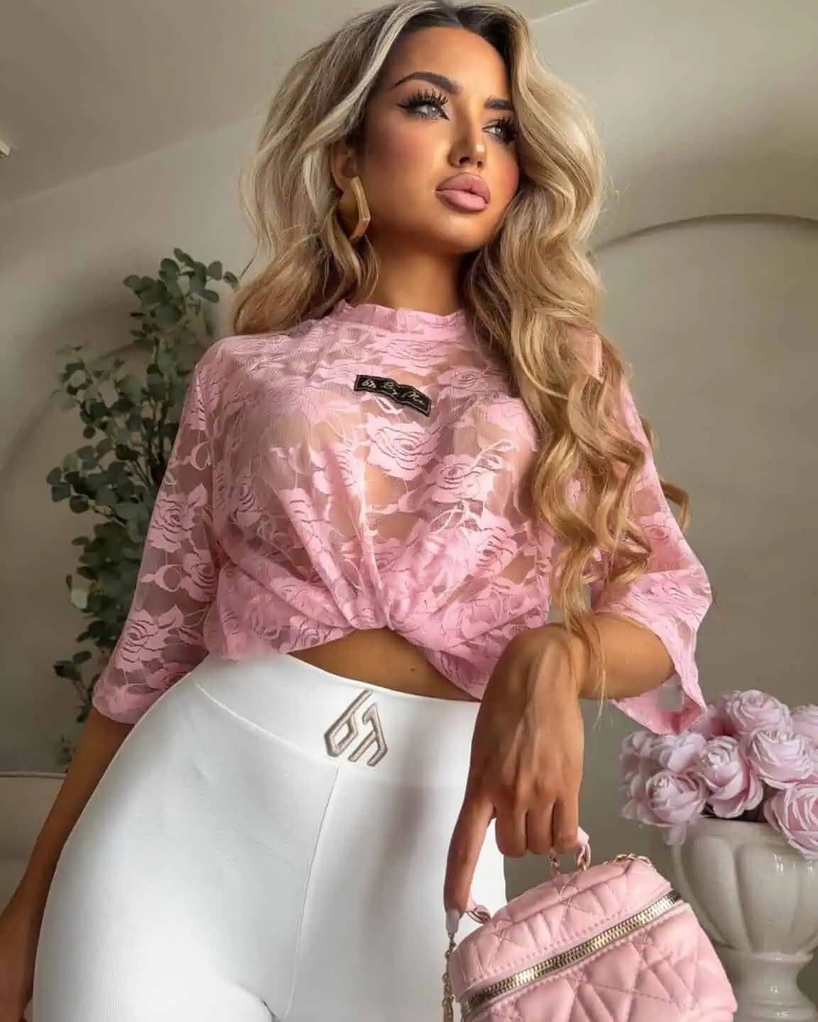 Koronkowa Bluzka MARMARIS BY ME Cukierkowy Róż