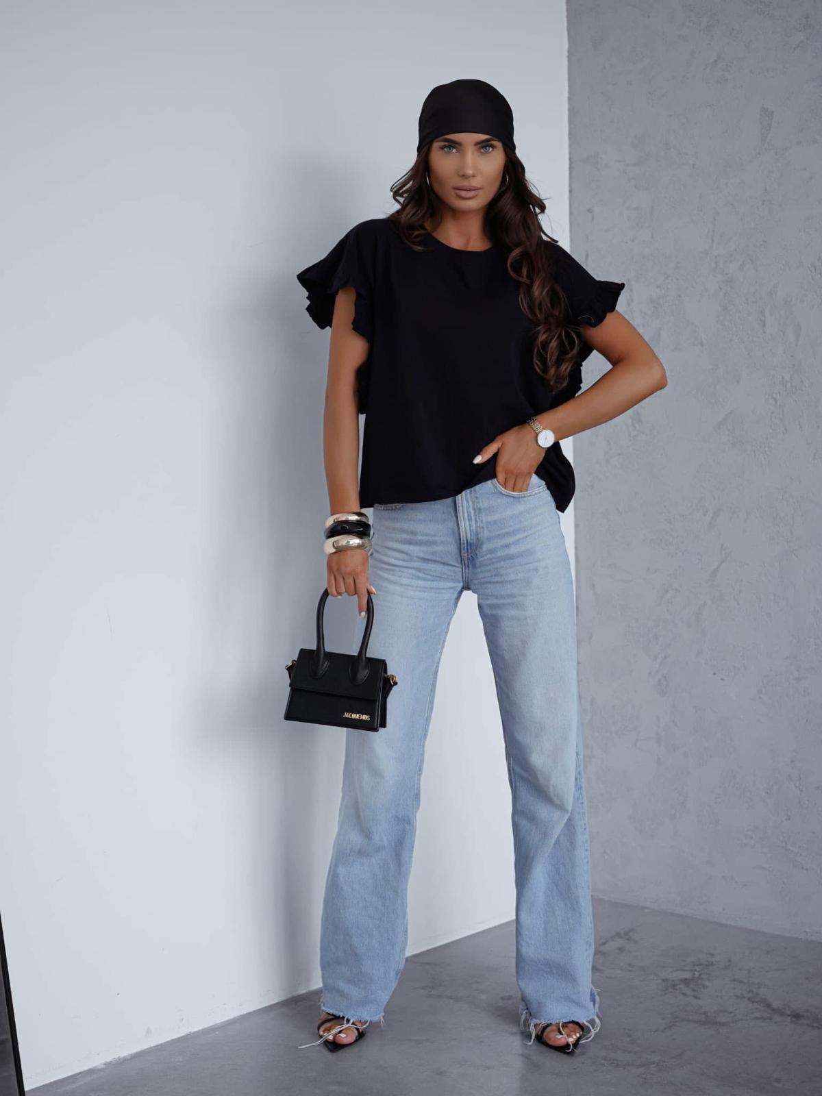 Bawełniana bluzka BOCCA z Falbanką Czarna