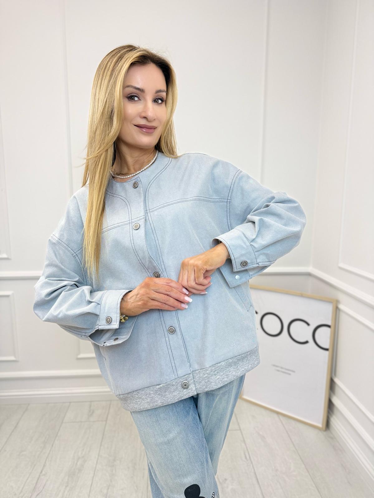 Narzutka / Kurtka Jeansowa z Bawełnianym Tyłem