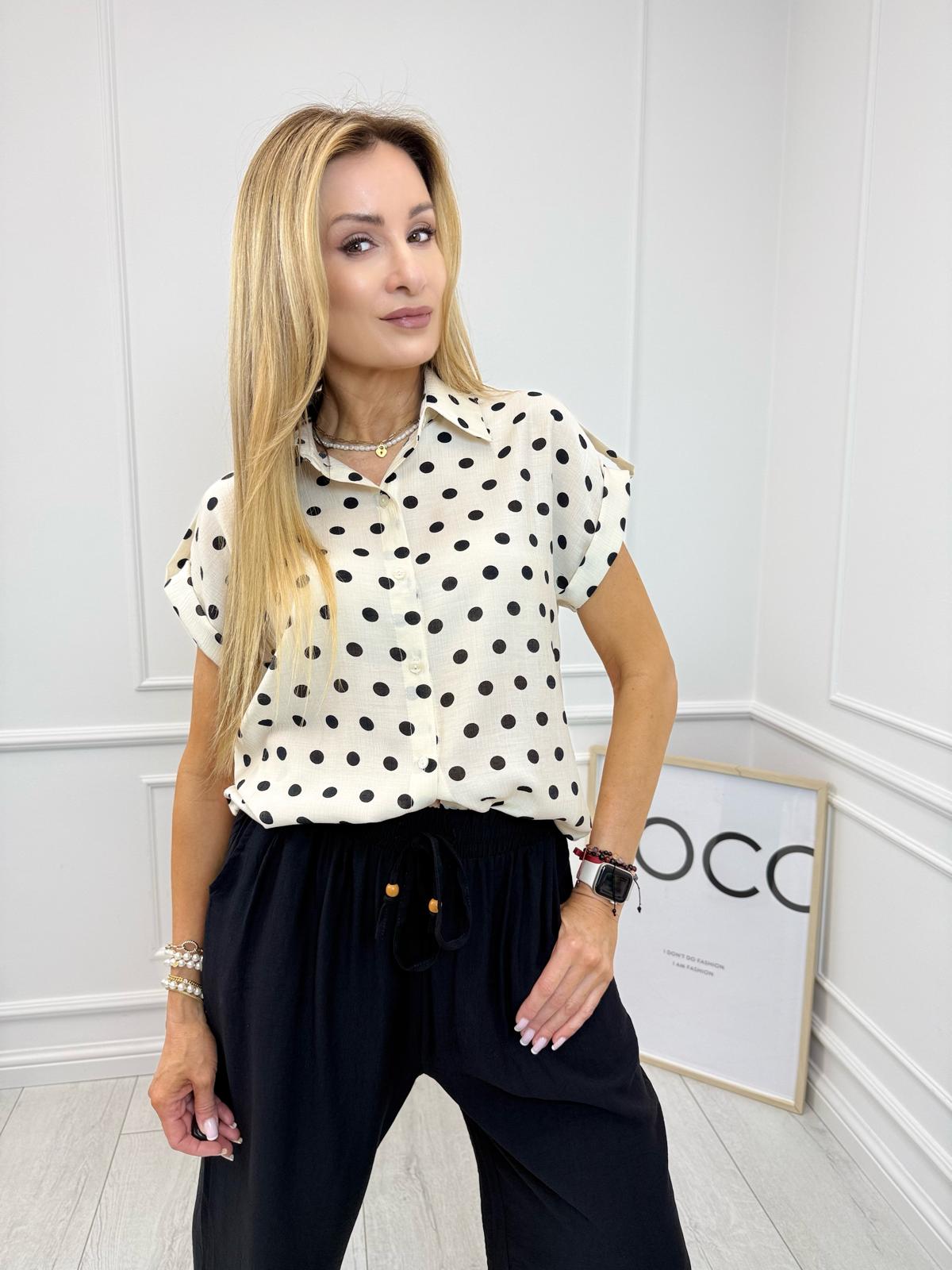 Jasno Beżowa Koszula w Groszki