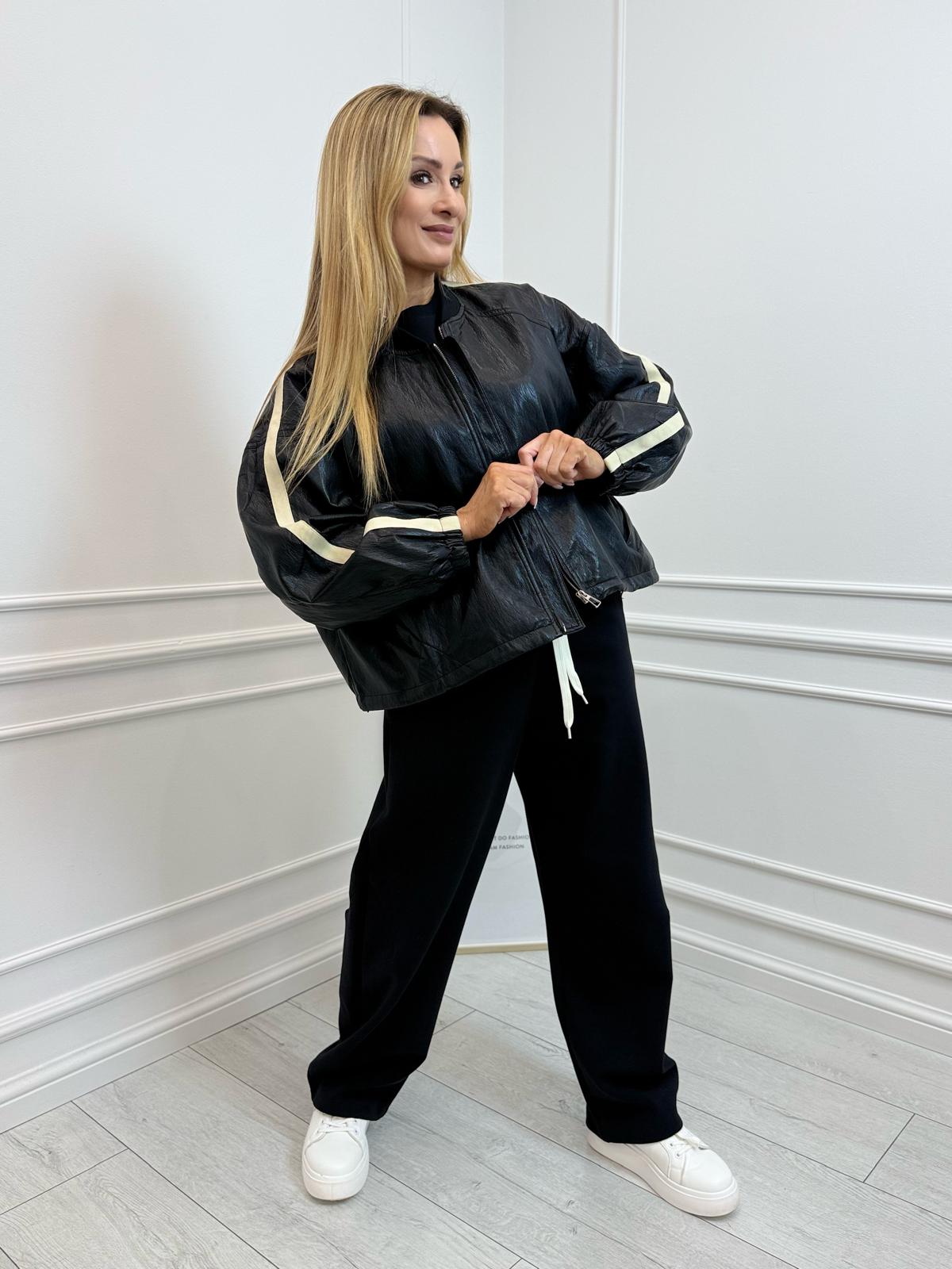 Czarna Kurtka Katana z Eco Skóry