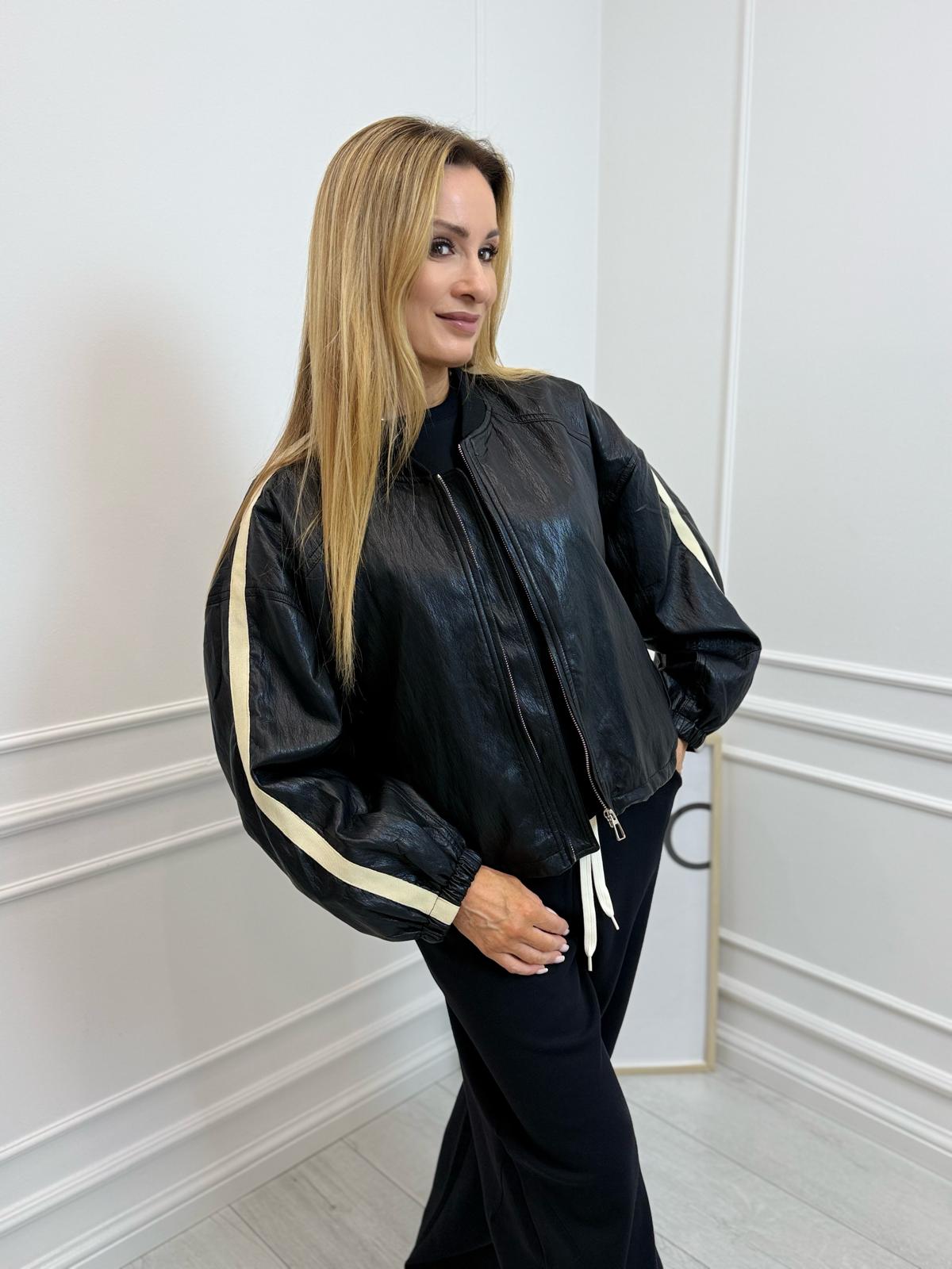 Czarna Kurtka Katana z Eco Skóry