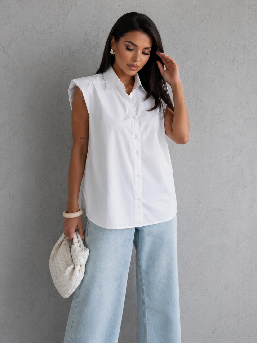 Elegancka Koszula z Poduszkami na Ramionach Me Gusta Biała