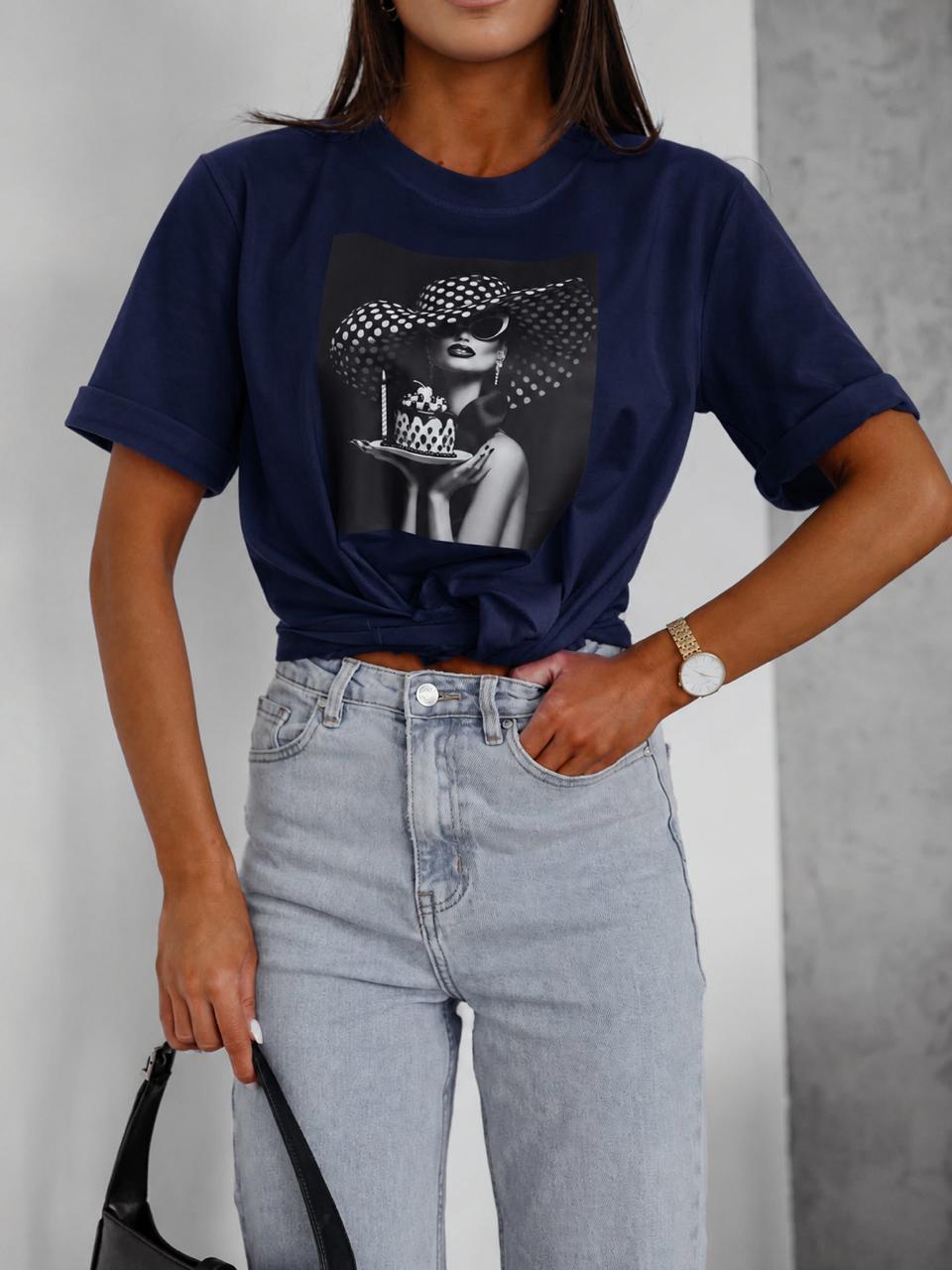 Bluzeczka T-shirt BOCCA Kobieta w Kapeluszu Granatowa 
