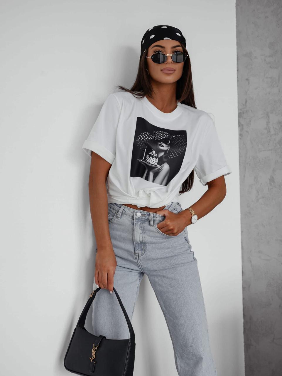 Bluzeczka T-shirt BOCCA Kobieta w Kapeluszu Biała