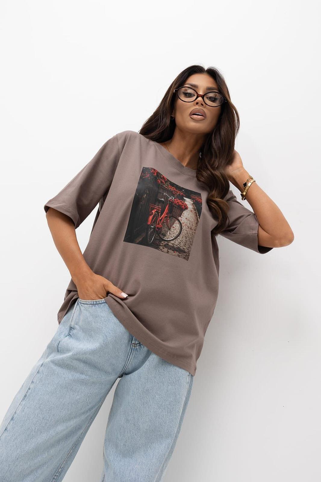 Bawełniana T-shirt Bluzka BOCCA Rower Cappuccino