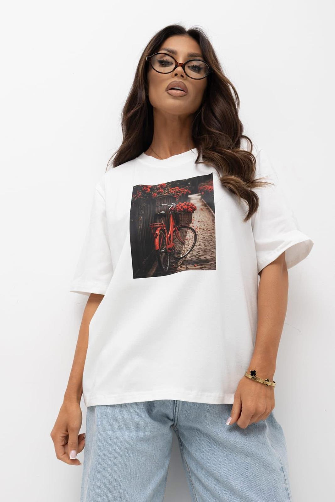 Bawełniana T-shirt Bluzka BOCCA Rower Biały