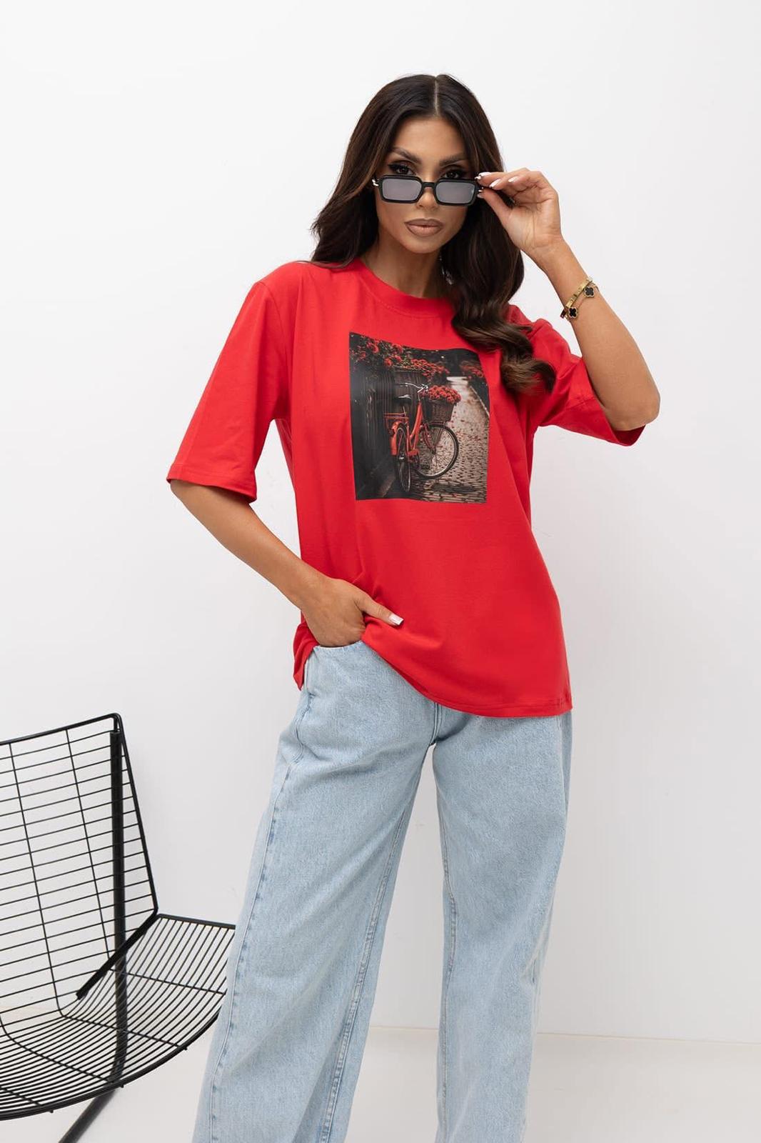 Bawełniana T-shirt Bluzka BOCCA Rower Czerwony