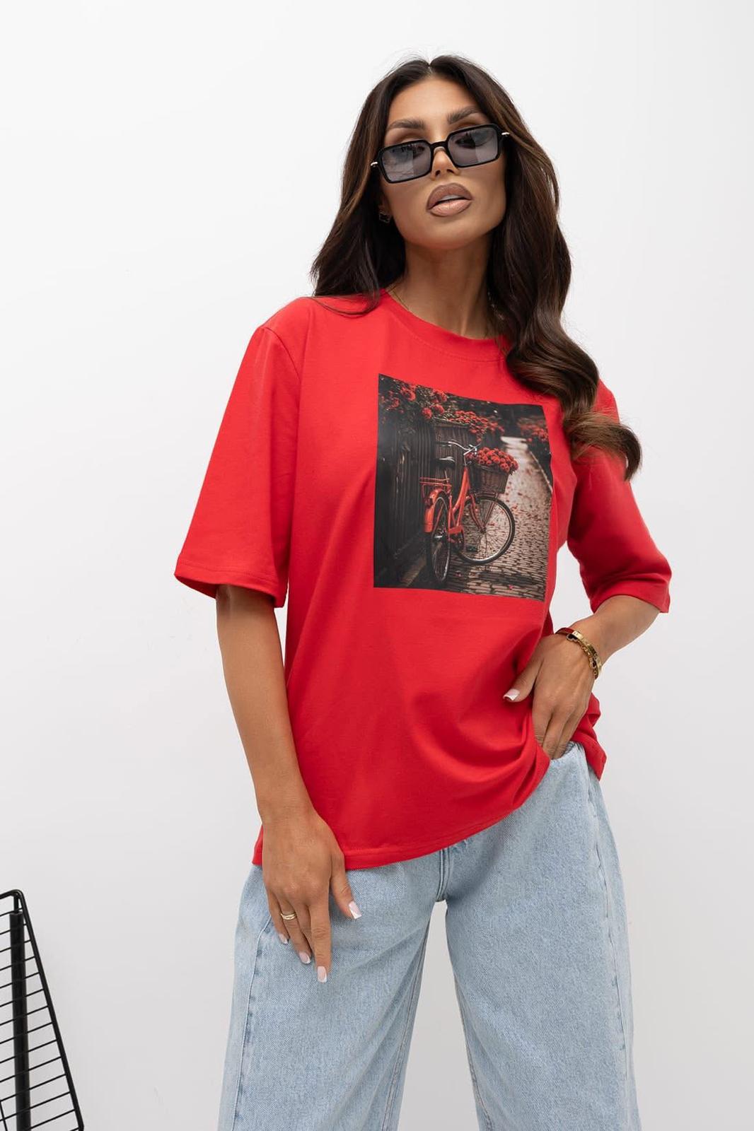 Bawełniana T-shirt Bluzka BOCCA Rower Czerwony