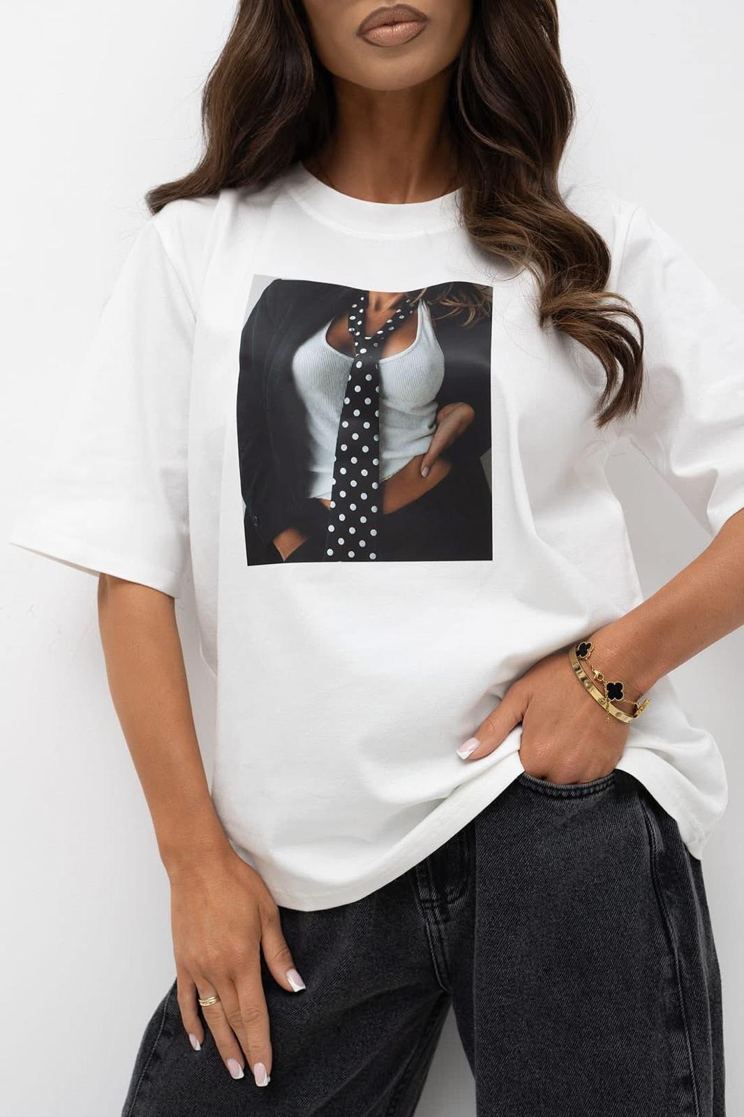 T-shirt Bluzka BOCCA Krawat Biały