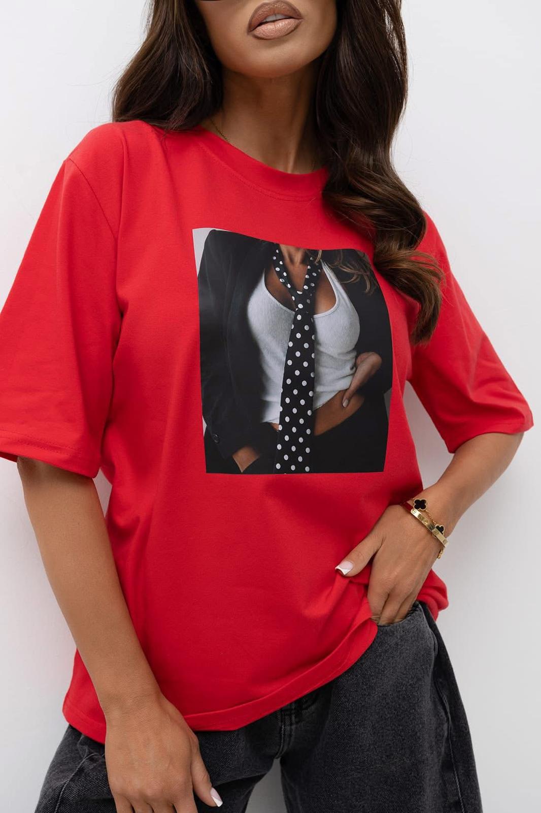 T-shirt Bluzka BOCCA Krawat Czerwony