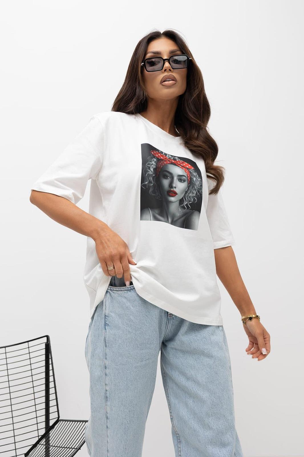 Bawełniana Bluzeczka T-shirt BOCCA Opaska w Grochy Biała