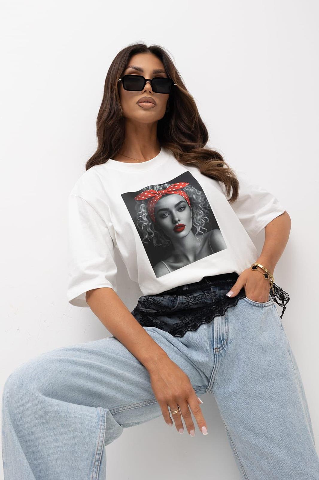 Bawełniana Bluzeczka T-shirt BOCCA Opaska w Grochy Biała