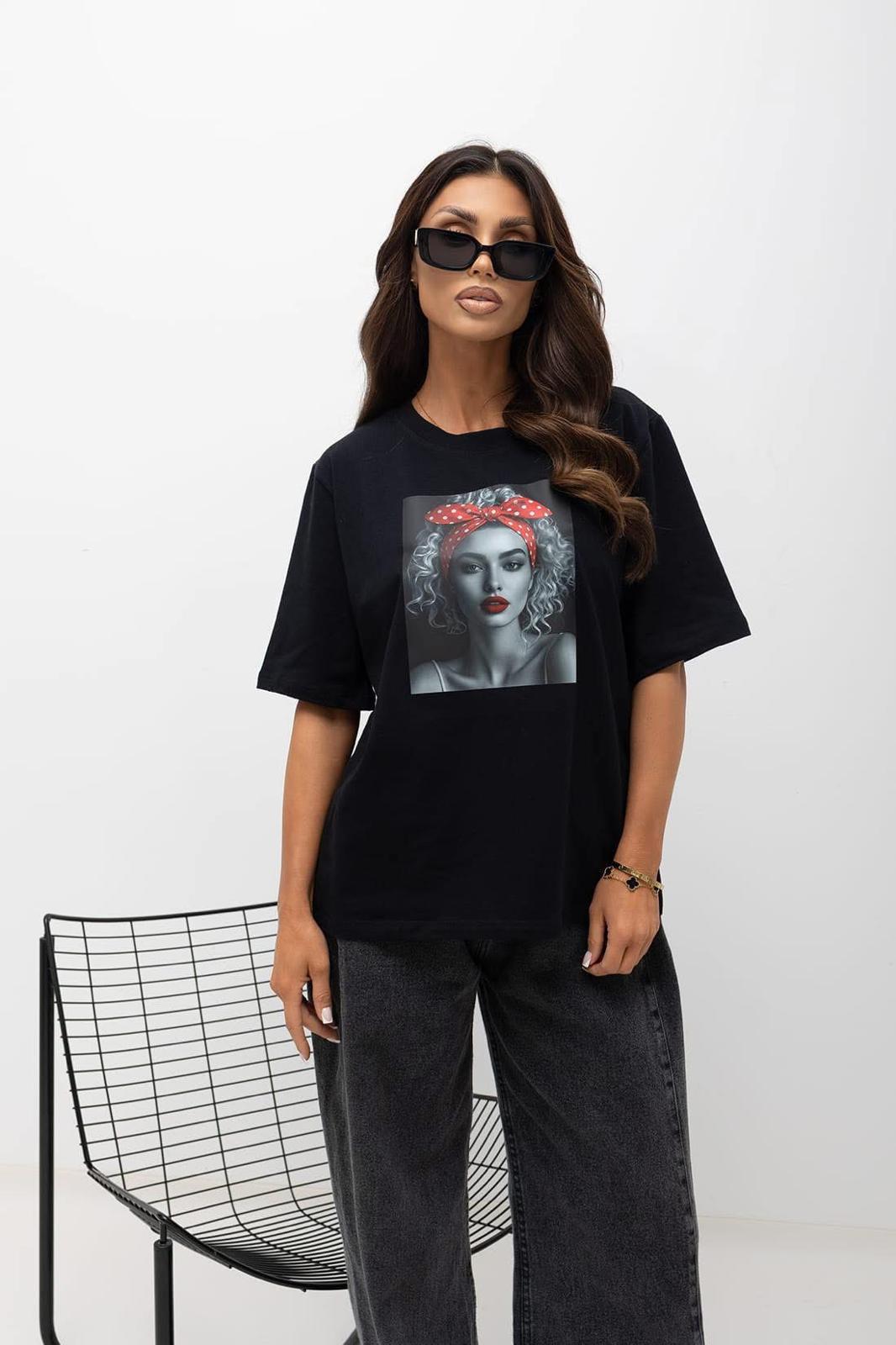 Bawełniana Bluzeczka T-shirt BOCCA Opaska w Grochy Czarna