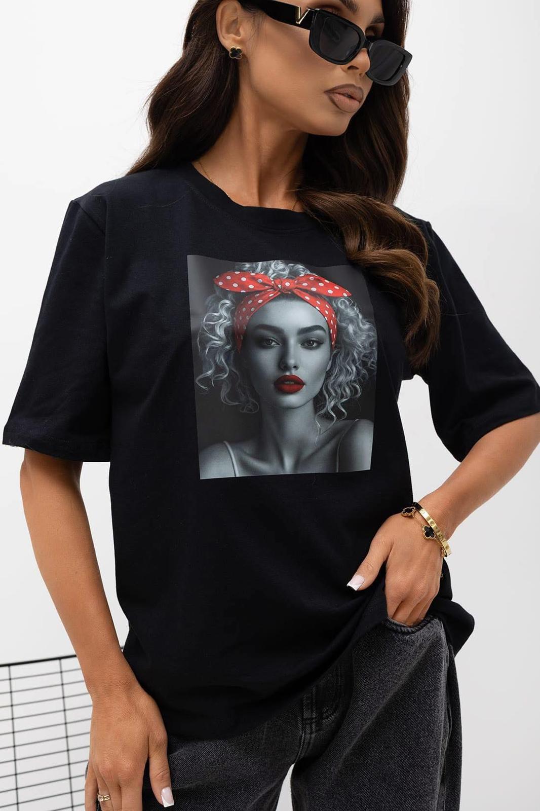 Bawełniana Bluzeczka T-shirt BOCCA Opaska w Grochy Czarna