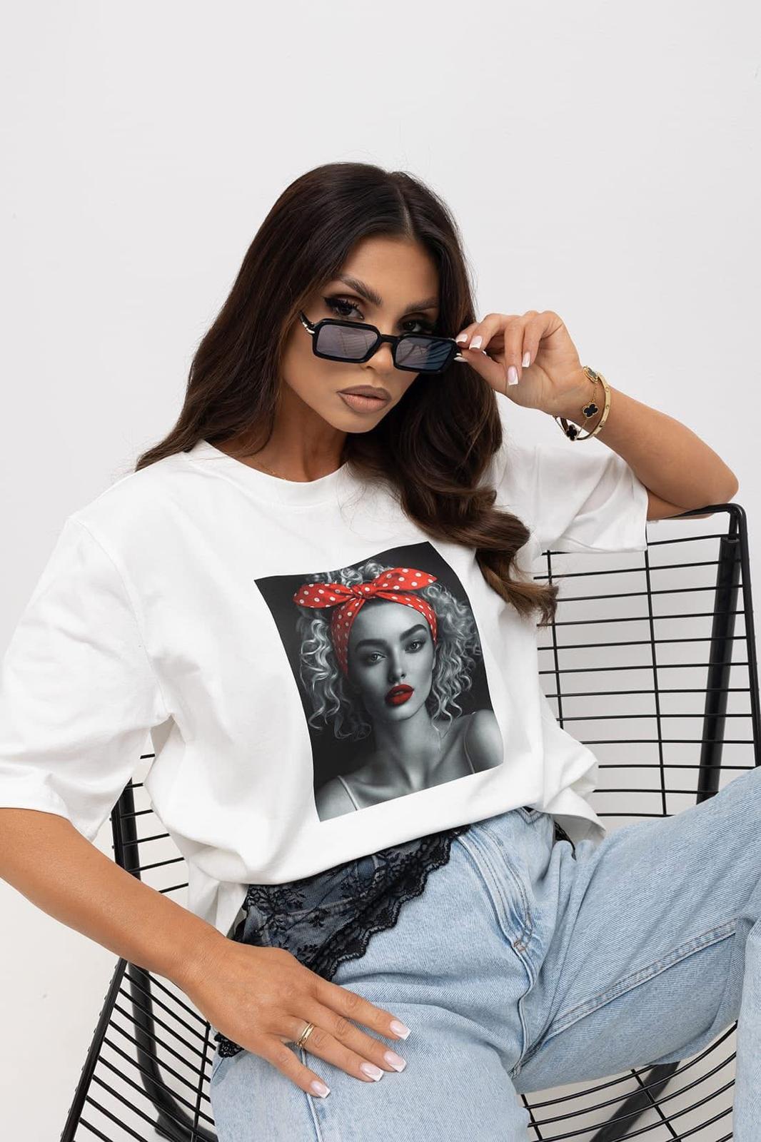 Bawełniana Bluzeczka T-shirt BOCCA Opaska w Grochy Biała