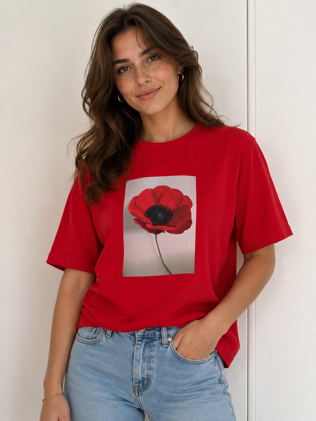 Bawełniana Bluzeczka T-shirt BOCCA Mak Czerwona
