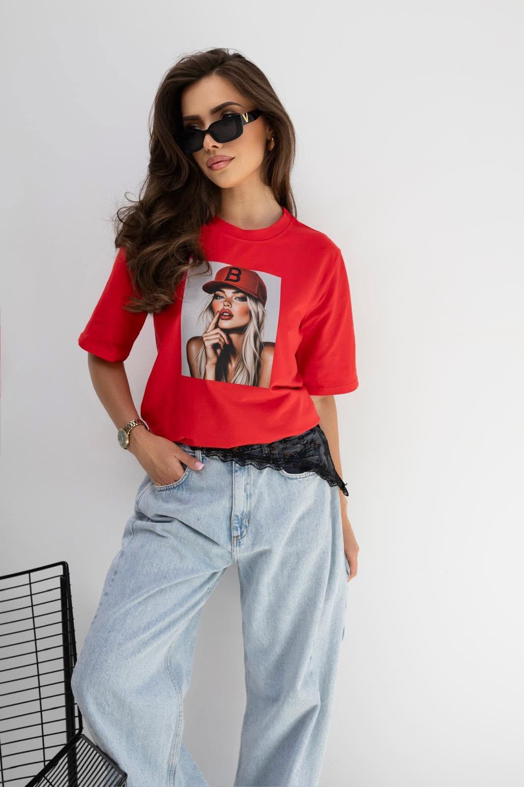 T-shirt BOCCA Bejsbolówka Czerwona