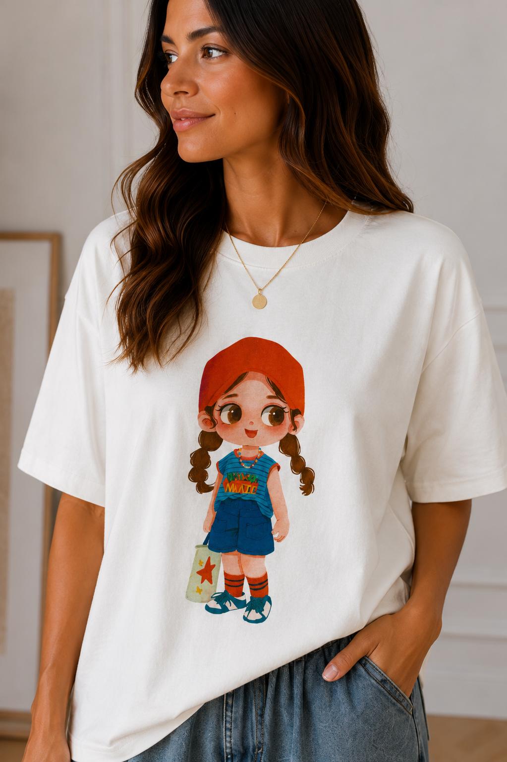 Bawełniany T-Shirt/Bluzeczka z Dziewczynką