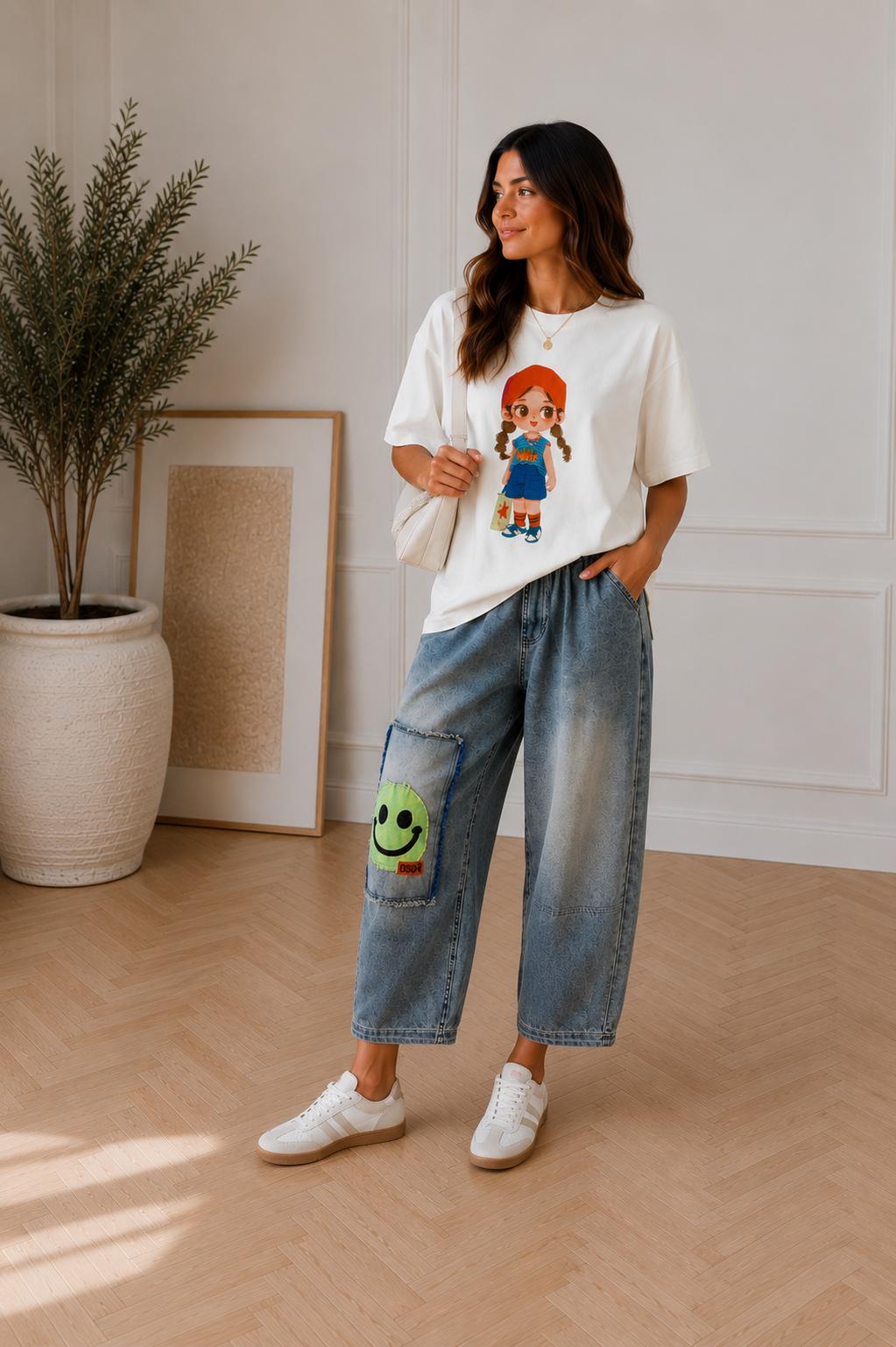 Bawełniany T-Shirt/Bluzeczka z Dziewczynką