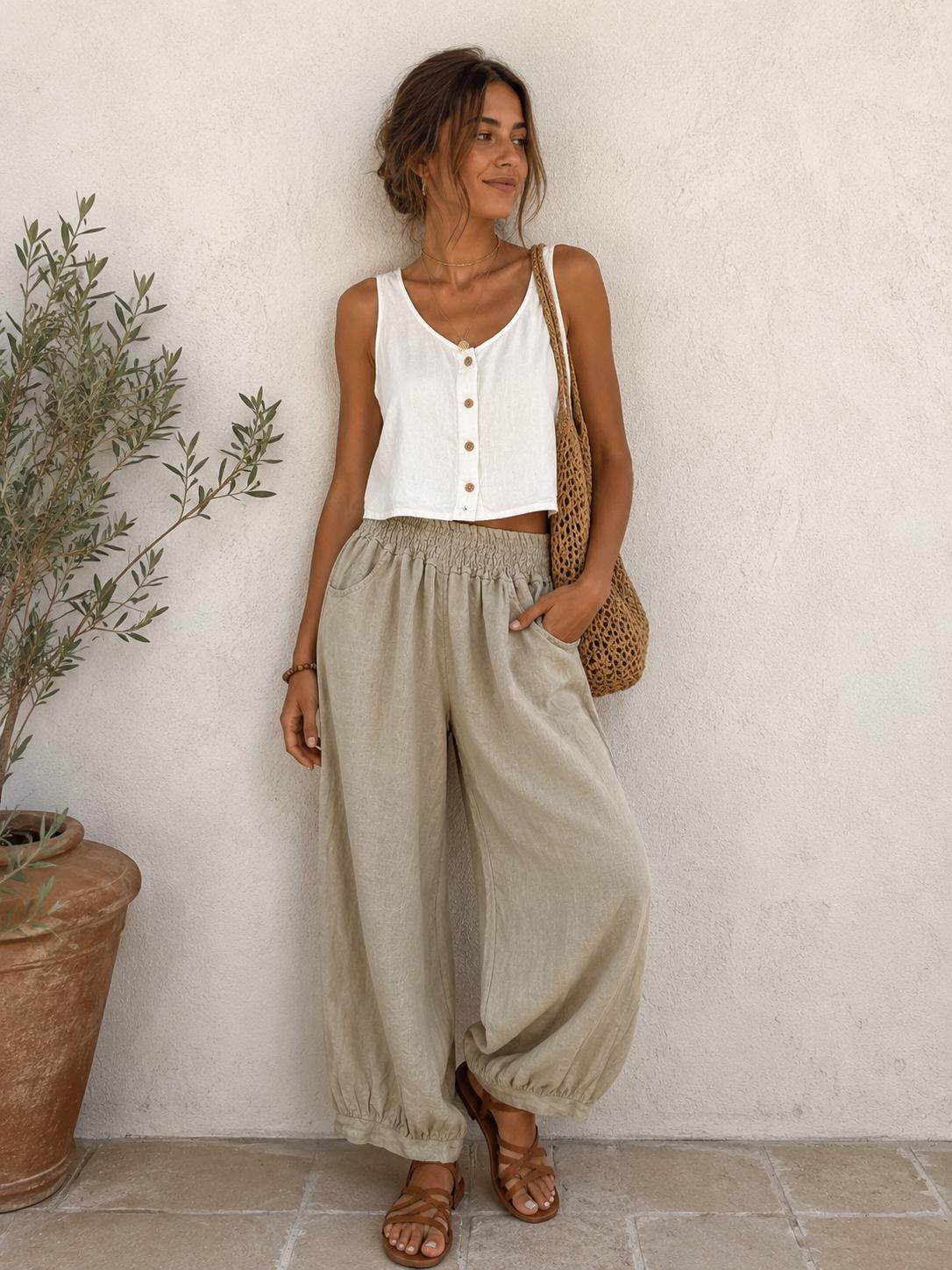 Lniane spodnie Summer Breeze Wiya Safari