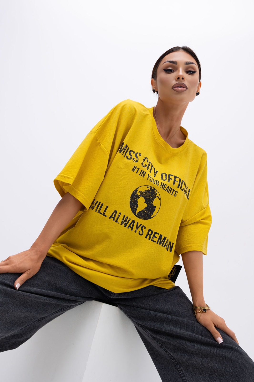 Damski T-shirt Urban Globe (żołty)