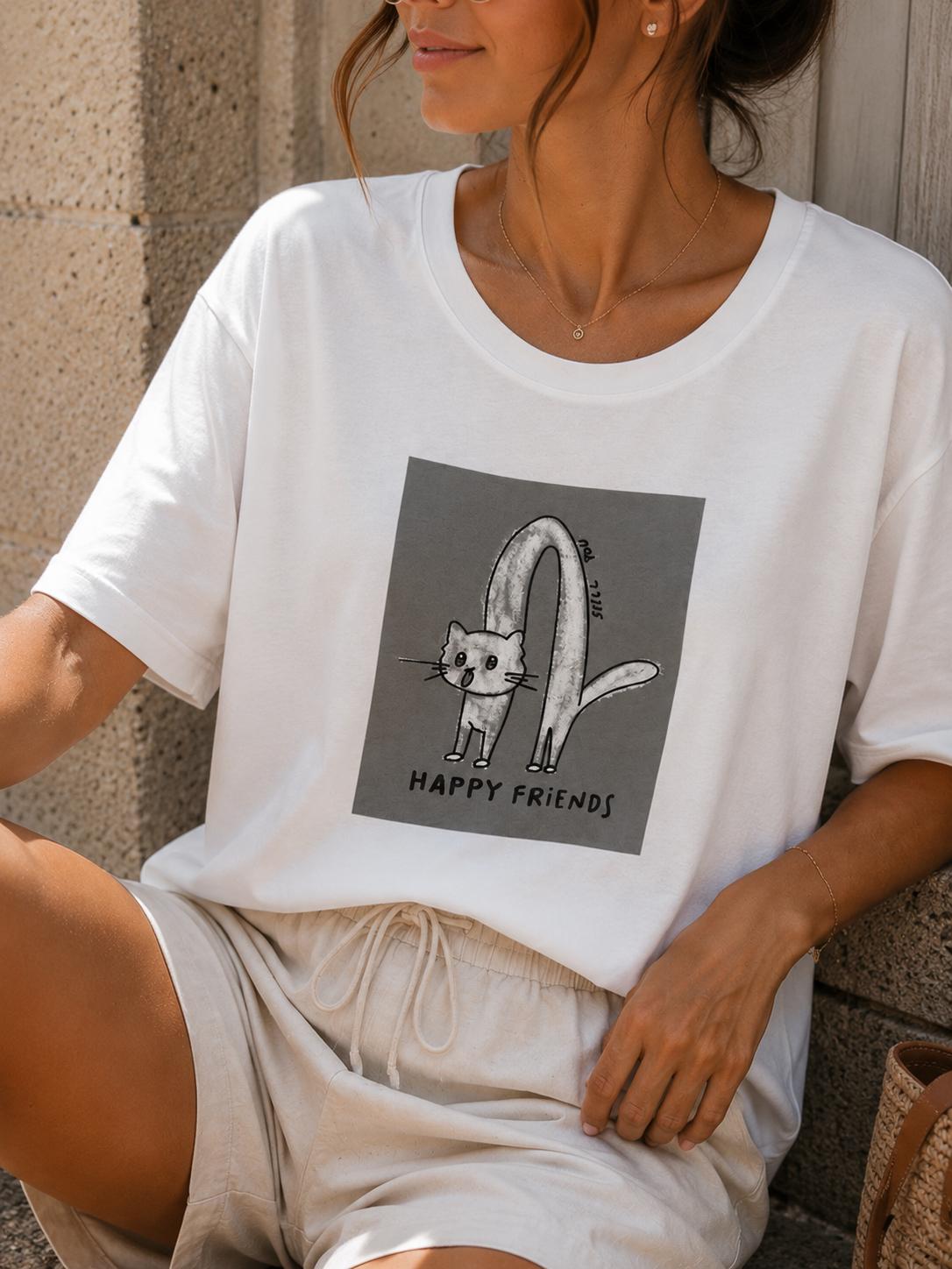 Biała Bluzka T-shirt Happy Friends