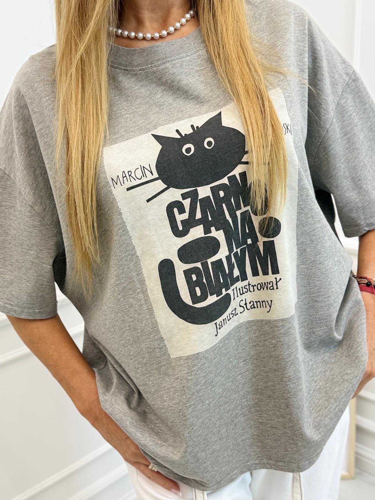 Szara Bluzka T-shirt Cat